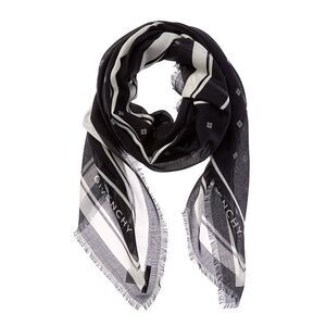 Givenchy 4G Cashmere & Silk-Blend Scarf, Black